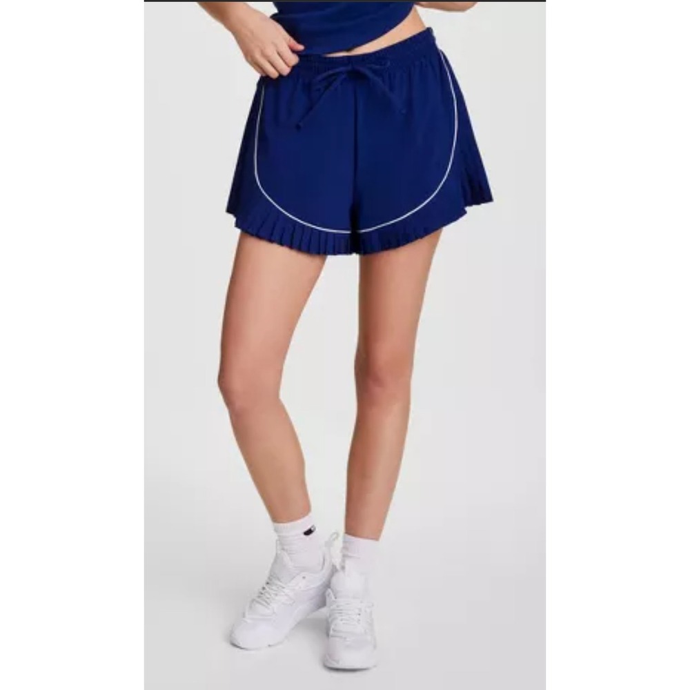 Champion Collegiate Pleated Shorts Blue Depths Compression Liner sz M